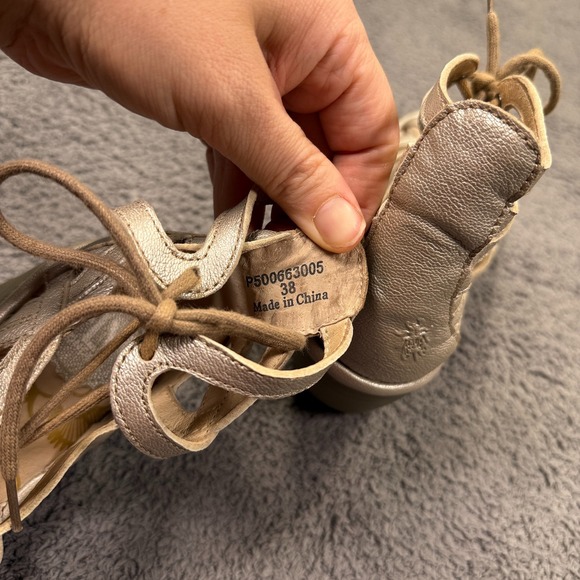 Fly London Yuke Wedge Sandals Womens Size 38 Leather Lace Up Gladiator Shoes - Picture 10 of 11